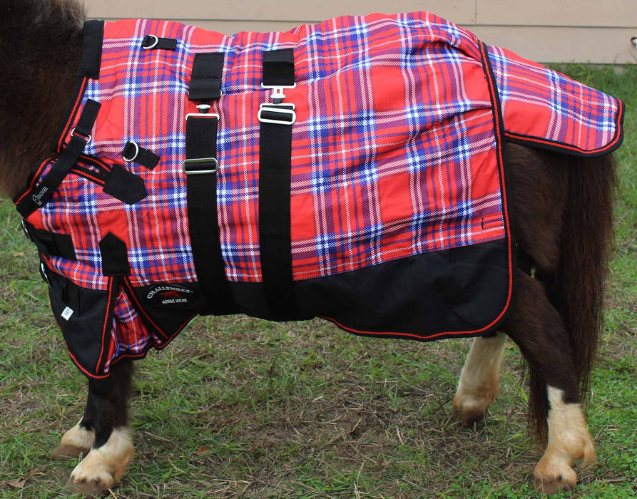 1200D Miniature Weanling Donkey Pony Horse Foal Winter Blanket Red Plaid 51972B