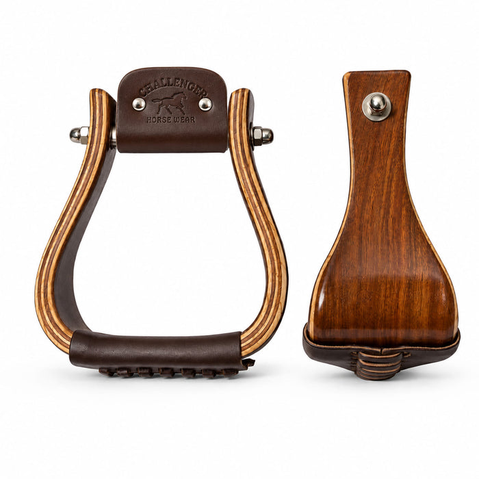 Challenger Western Bell Saddle Stirrups Leather Tread 4" Size Rosewood 51GA04