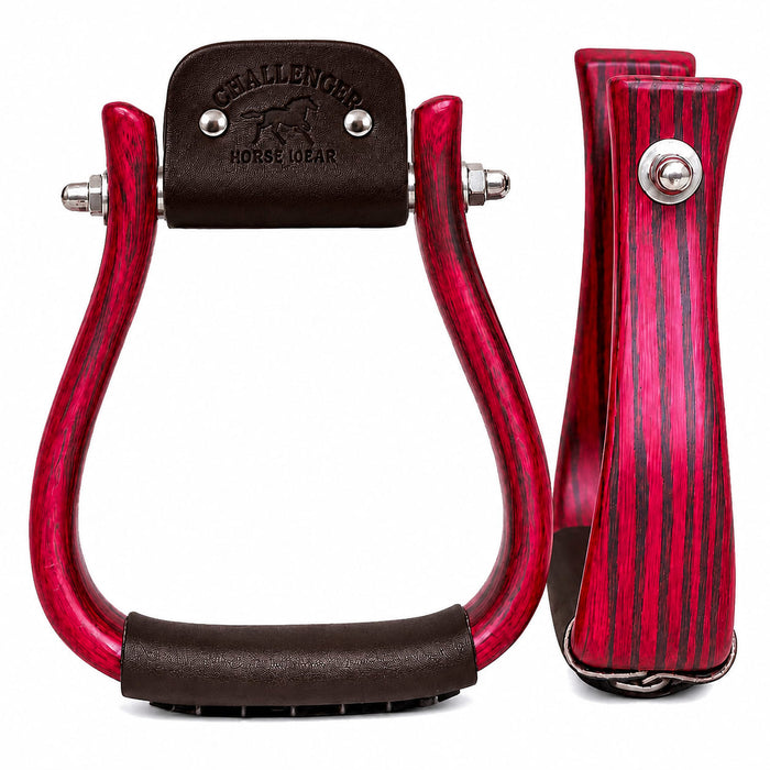 Challenger Western Horse Saddle Stirrups Leather Tread Wood