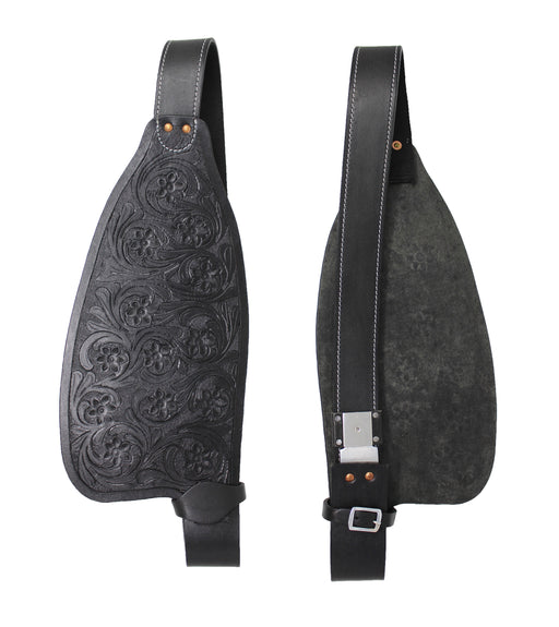 Horse Western Black Leather Hand-Tooled Floral Replacement Saddle Fenders Pair 5209BK