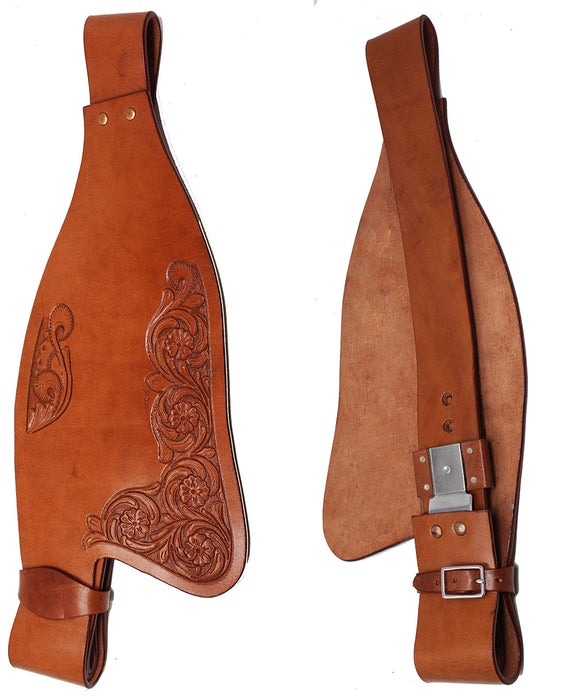Horse Western Adult Tooled  Brown Leather Replacement Saddle Fenders 5219