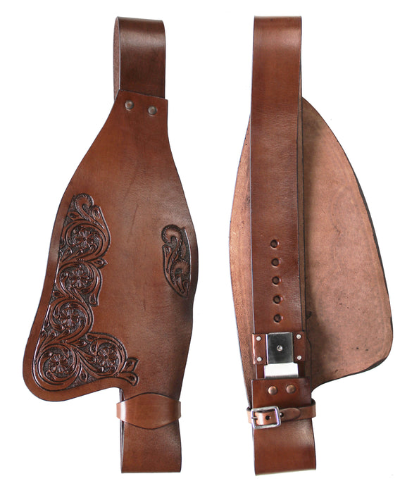 Horse Western Adult Tooled  Brown Leather Replacement Saddle Fenders 5219