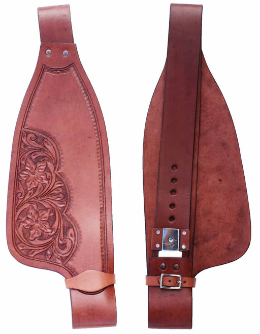 Horse Horse Western Adult Floral Oiled Tan Leather Replacement Saddle Fenders 5260DT
