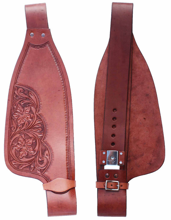 Horse Horse Western Adult Floral Oiled Tan Leather Replacement Saddle Fenders 5260DT