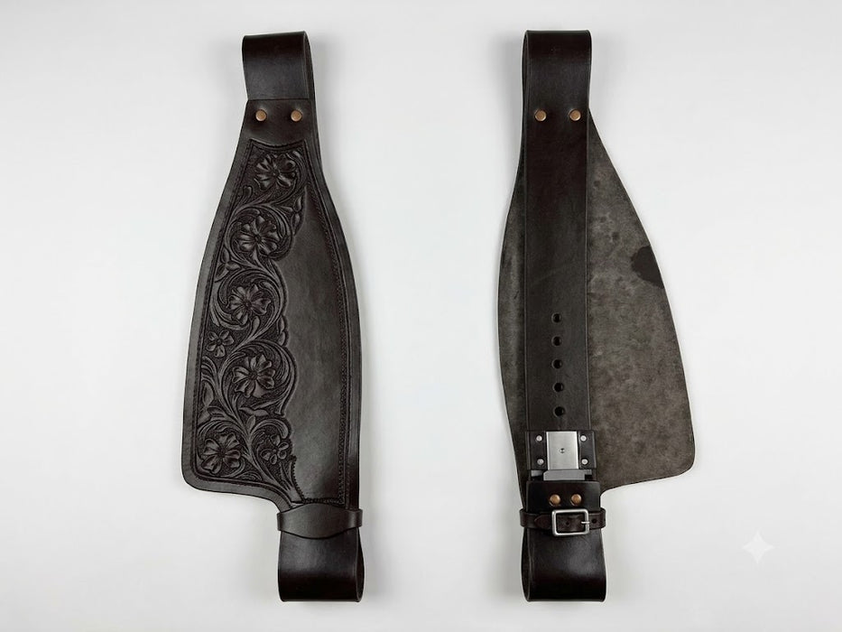 Horse Western Adult Floral Tooled Leather Replacement Saddle Fenders Dark Brown 5267DB