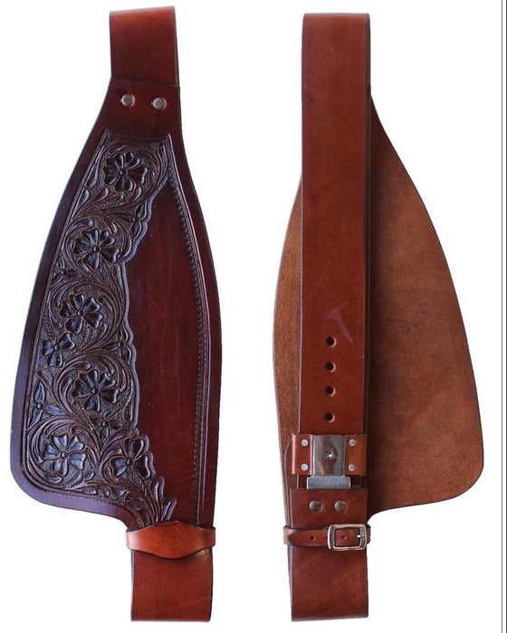 Horse Western Adult Floral Tooled Leather Replacement Saddle Fenders Light Brown 5267LB