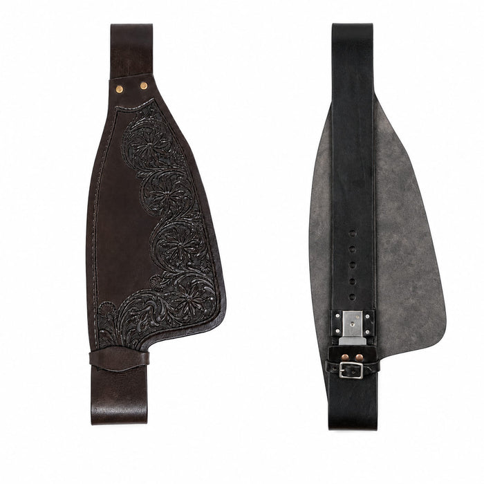 Horse Western Adult Floral Tooled Leather Replacement Saddle Fenders Dark Brown 5268DB