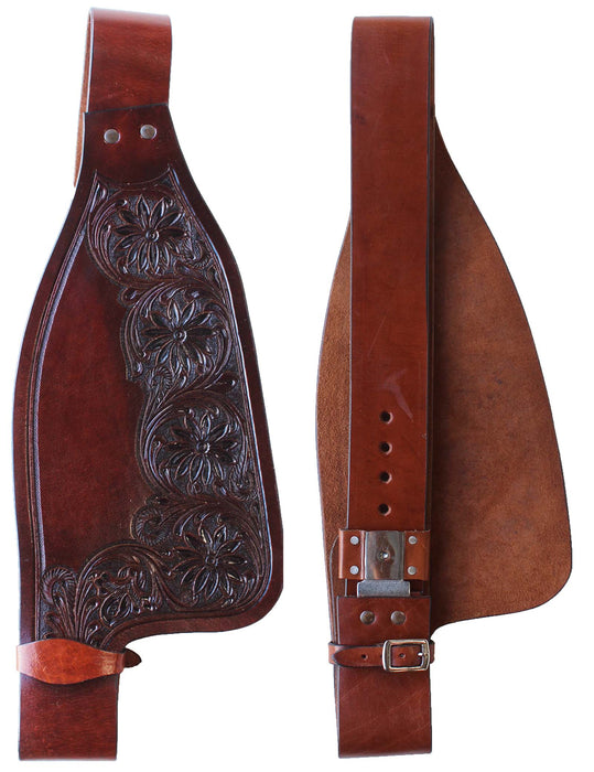 Western Adult Floral Tooled Oiled Leather Replacement Saddle Fenders 5268DT