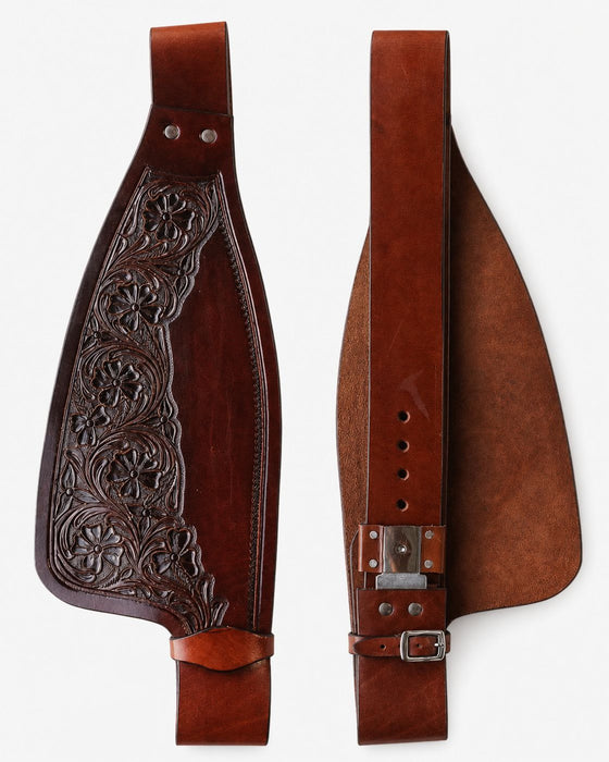 Horse Western Adult Floral Tooled Leather Replacement Saddle Fenders Light Brown 5268LB