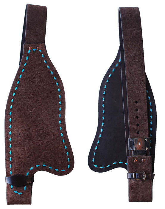 Western Roughout Leather Turquoise Buckstitch Replacement Saddle Fenders 5269TR
