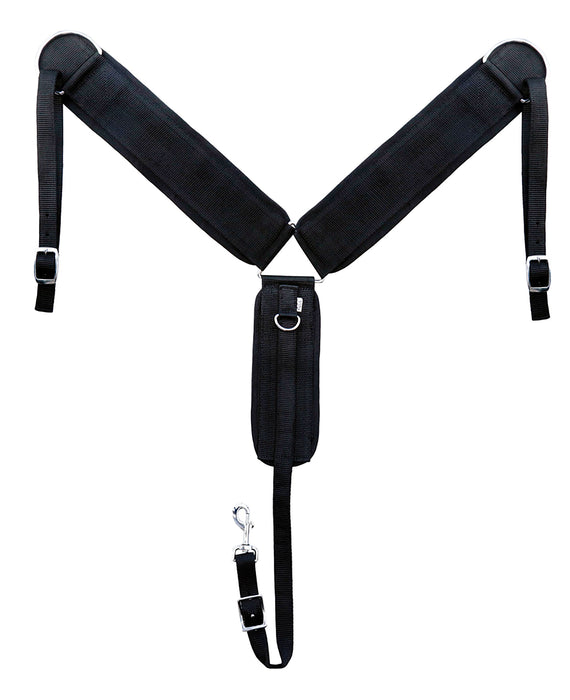 Western Horse Tack 3-3/4" W Black Nylon Neoprene Straight Breast Collar 5501