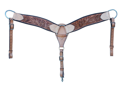 Western Horse Hand Tooled Leather Contoured Breast Collar 55BreastCollar