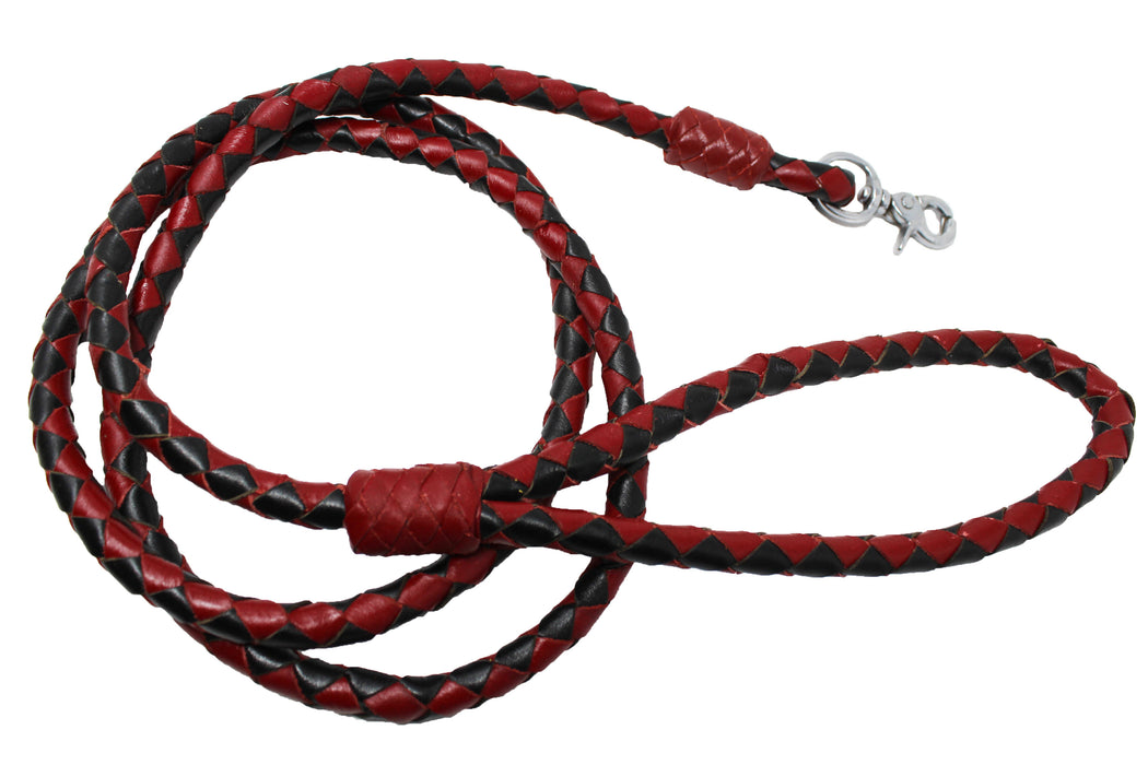 Dog Puppy Collar Leash Genuine Leather 6' Round Braided Latigo 60007