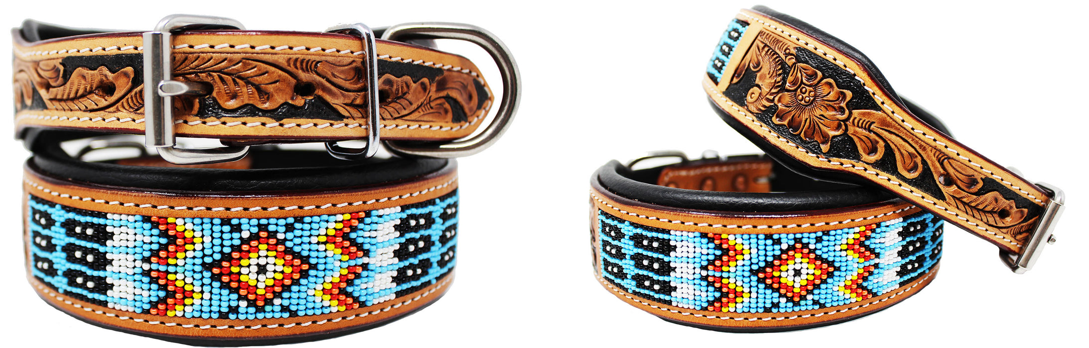 Dog Puppy Collar Genuine Cow Leather Padded Canine  60103