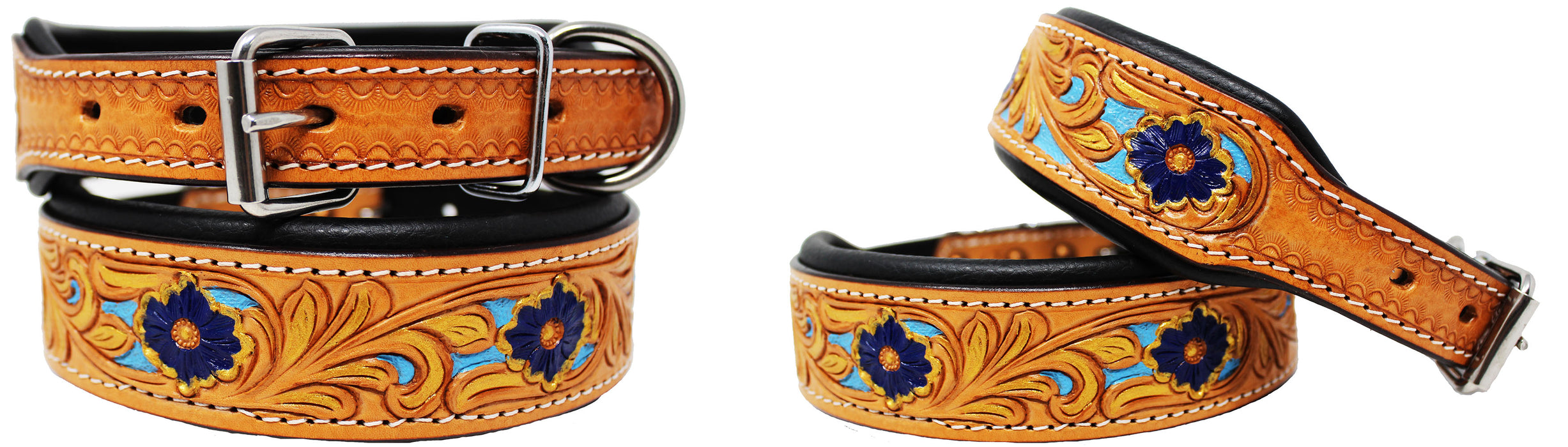 Dog Puppy Collar Genuine Cow Leather Padded Canine  60105