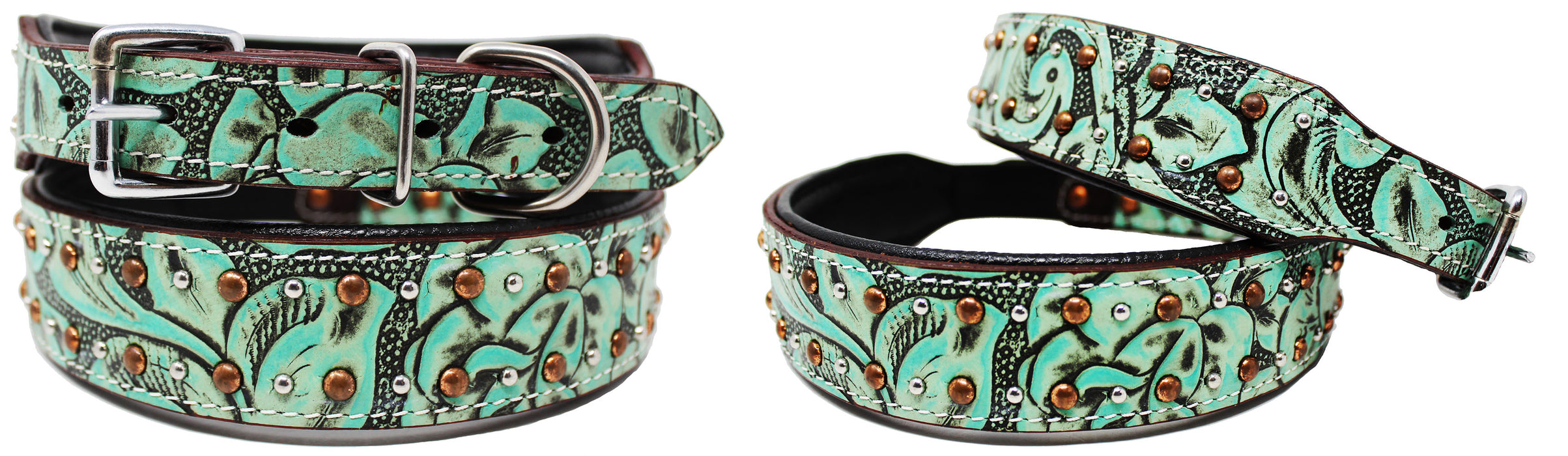 Dog Puppy Collar Genuine Cow Leather Padded Canine  60106