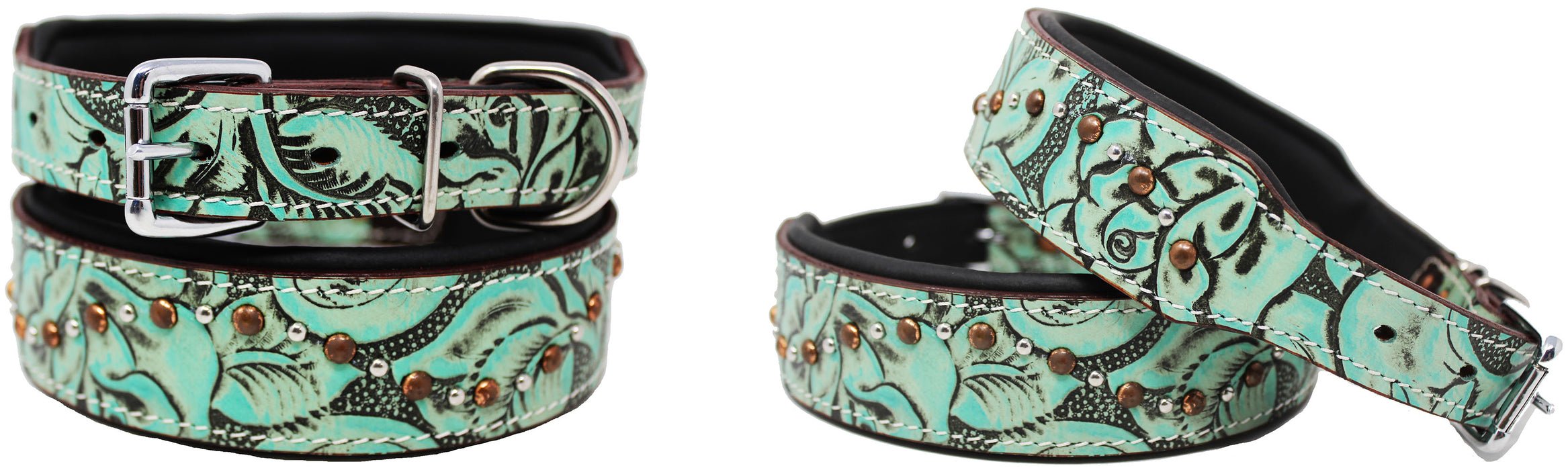 Dog Puppy Collar Genuine Cow Leather Padded Canine  60108