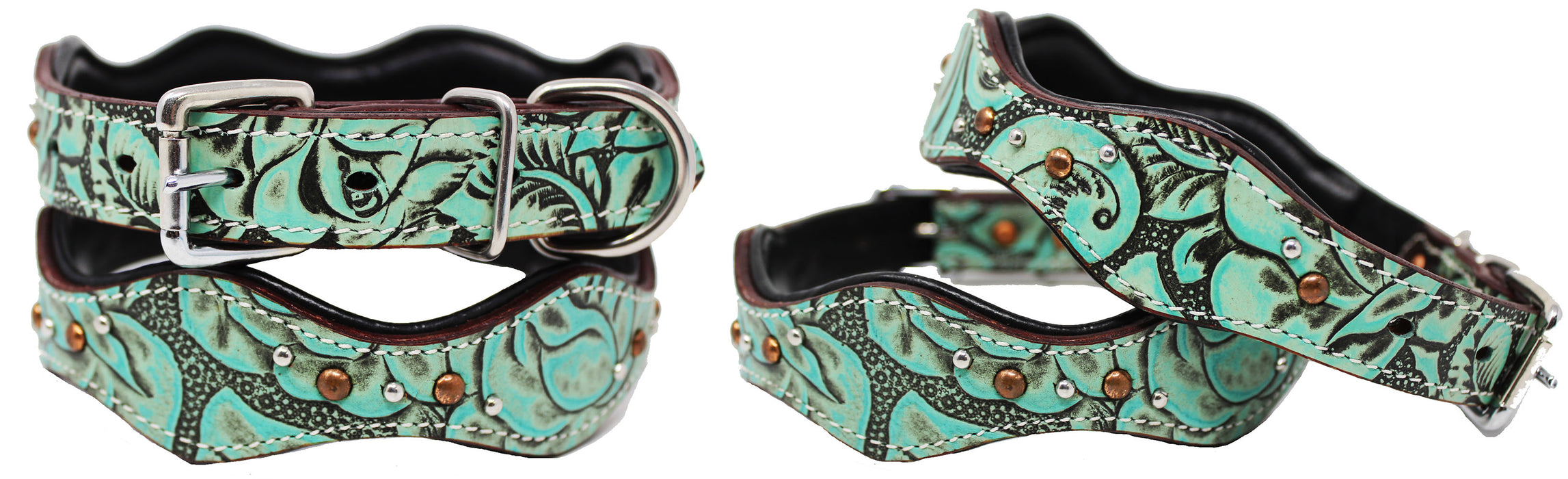 Dog Puppy Collar Genuine Cow Leather Padded Canine  60111