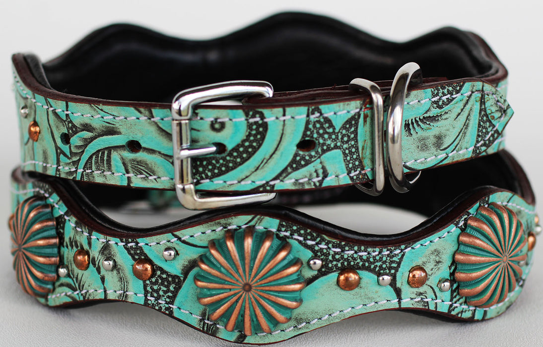 Dog Puppy Collar Genuine Cow Leather Padded Canine  60111Co215