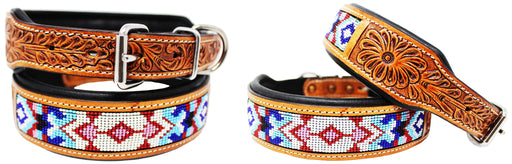 Dog Puppy Collar Genuine Cow Leather Padded Canine  60113