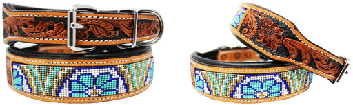 Dog Puppy Collar Genuine Cow Leather Padded Canine  60114