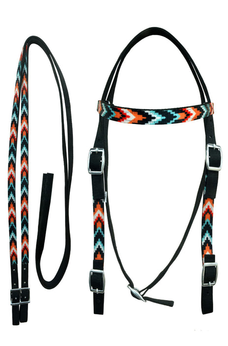 Horse Western Premium Nylon Multicolor Printed Bridle Split Reins 601171819