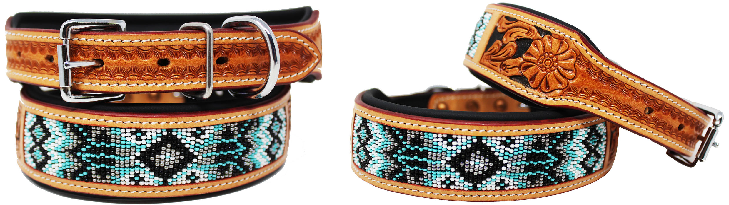 Dog Puppy Collar Genuine Cow Leather Padded Canine  60119