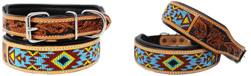 Dog Puppy Collar Genuine Cow Leather Padded Canine  60121