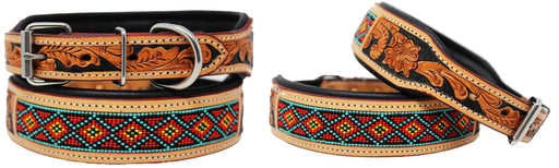 Dog Puppy Collar Genuine Cow Leather Padded Canine  60122