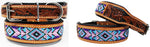 Hand Tooled Beaded Padded Leather Dog Collar  60128