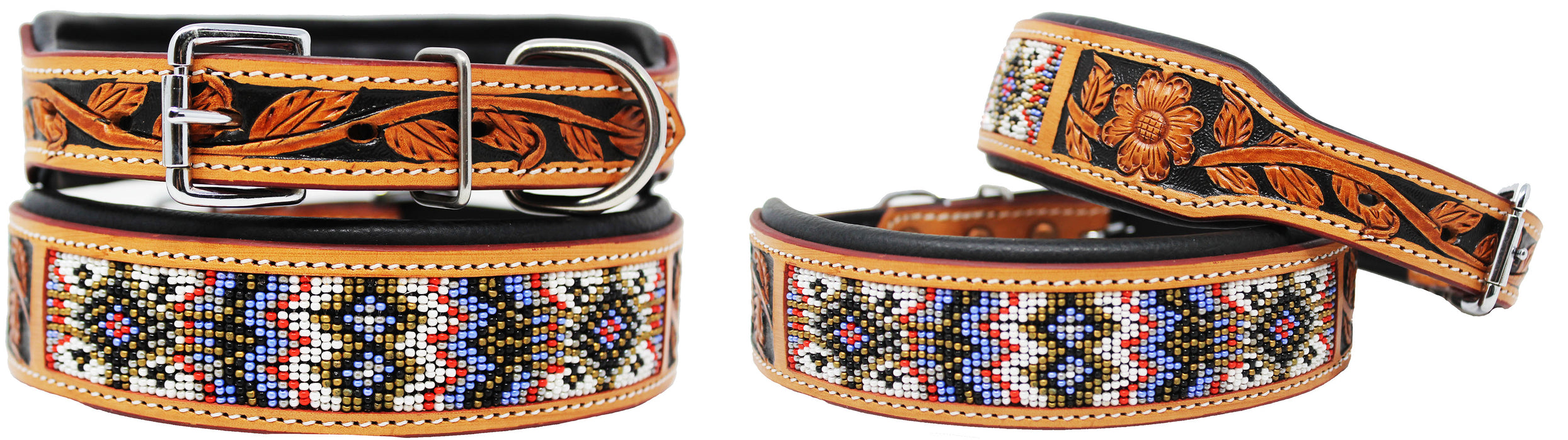 Dog Puppy Collar Genuine Cow Leather Padded Canine  60130