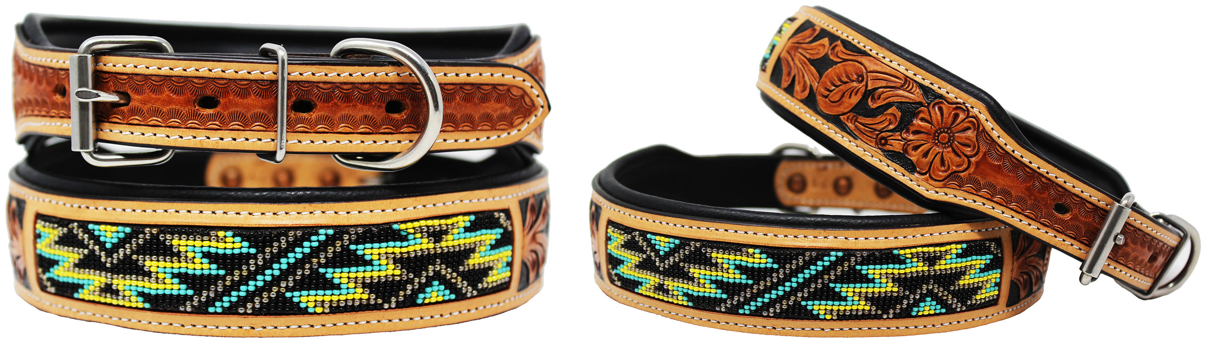 Dog Puppy Collar Genuine Cow Leather Padded Canine  60136