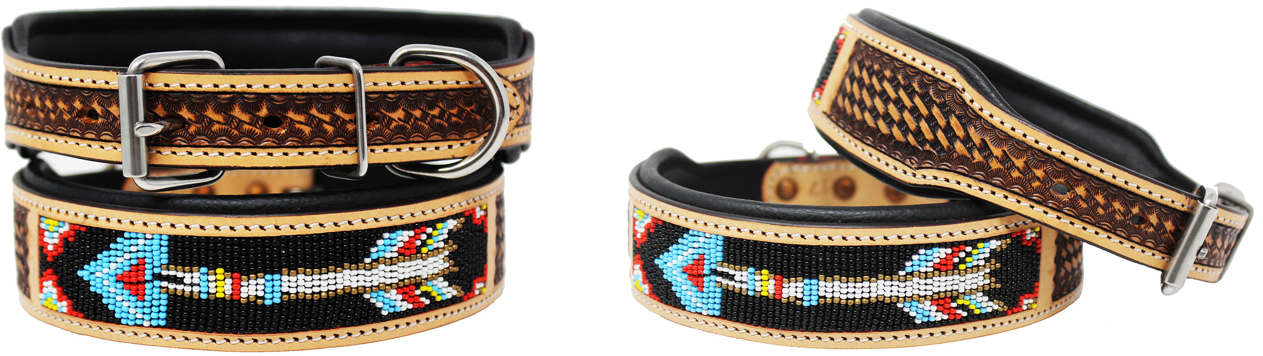 Dog Puppy Collar Genuine Cow Leather Padded Canine  60137