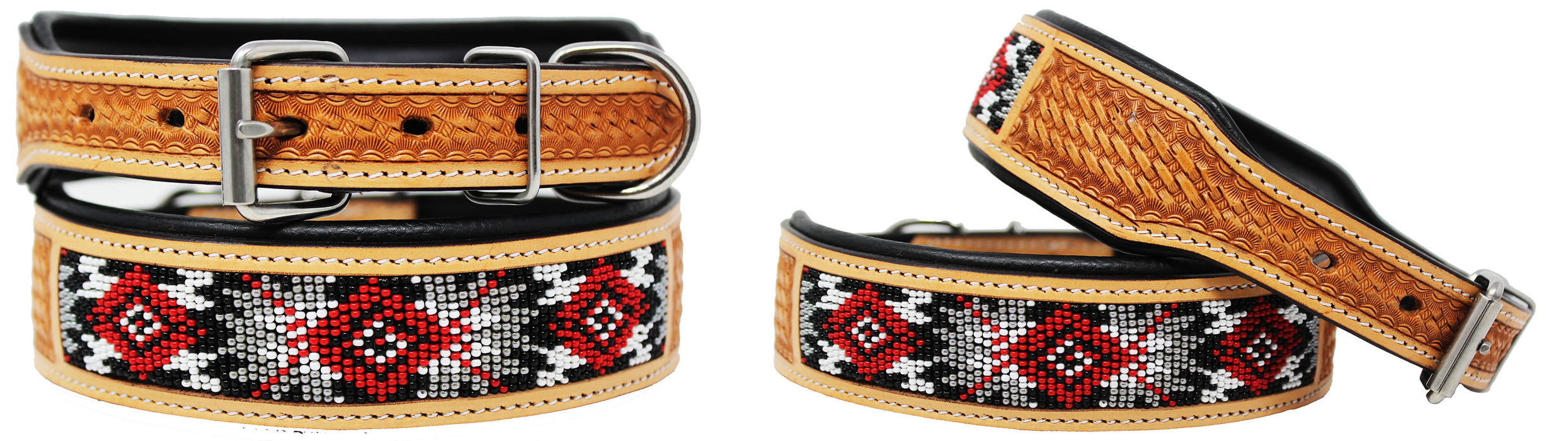 Dog Puppy Collar Genuine Cow Leather Padded Canine  60138