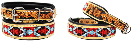 Dog Puppy Collar Genuine Cow Leather Padded Canine  60140