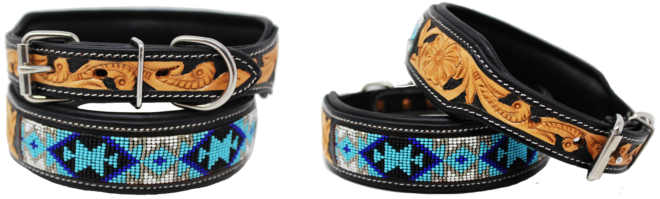 Dog Puppy Collar Genuine Cow Leather Padded Canine  60141