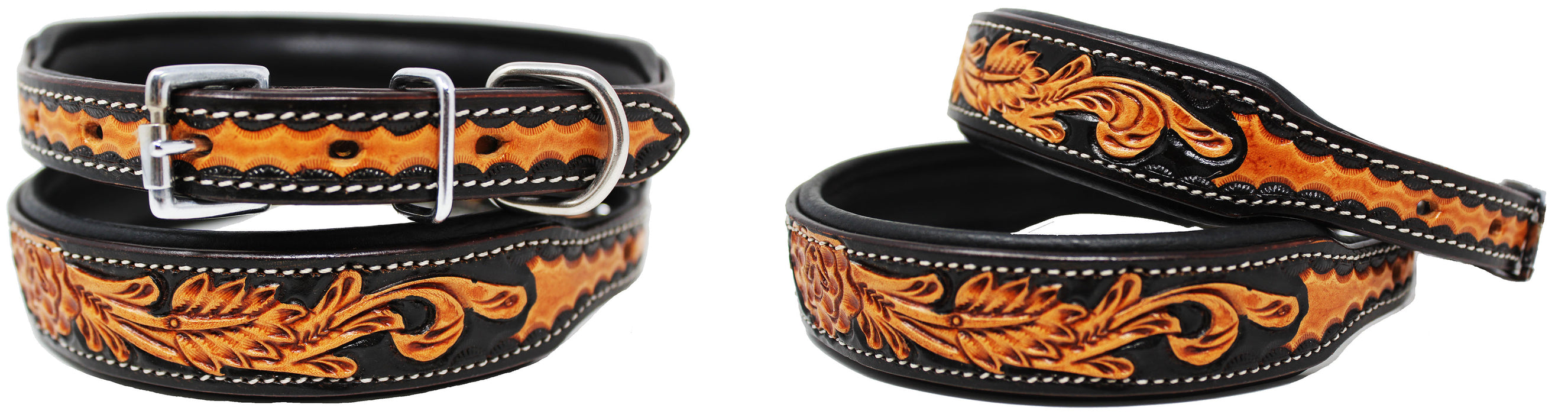 Dog Puppy Collar Genuine Cow Leather Padded Canine  60142