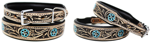 Dog Puppy Collar Genuine Cow Leather Padded Canine  60143