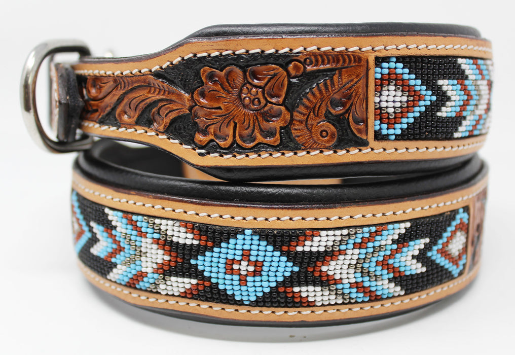 Dog Puppy Collar Genuine Cow Leather Padded Canine  60146