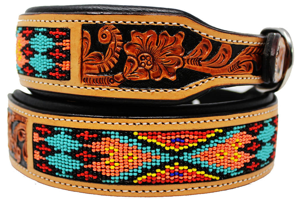 Dog Puppy Collar Genuine Cow Leather Padded Canine  60147
