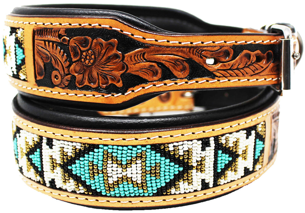 Dog Puppy Collar Genuine Cow Leather Padded Canine  60157