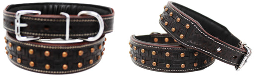 Large 21''- 25'' Rhinestone Dog Puppy Collar Crystal Cow Leather  6017