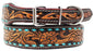 Padded Floral Leather Turquoise Buckstitch Dog Collar  60185