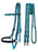 Challenger Horse Braided Nylon Sidepull Bitless Halter Bridle Combo with Reins Turquoise Black 601RS02TR