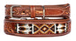Handcrafted Padded Tan Leather Floral Tooled Beaded Dog Collar 60204