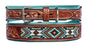 Handcrafted Padded Tan Leather Floral Tooled Beaded Dog Collar 60207