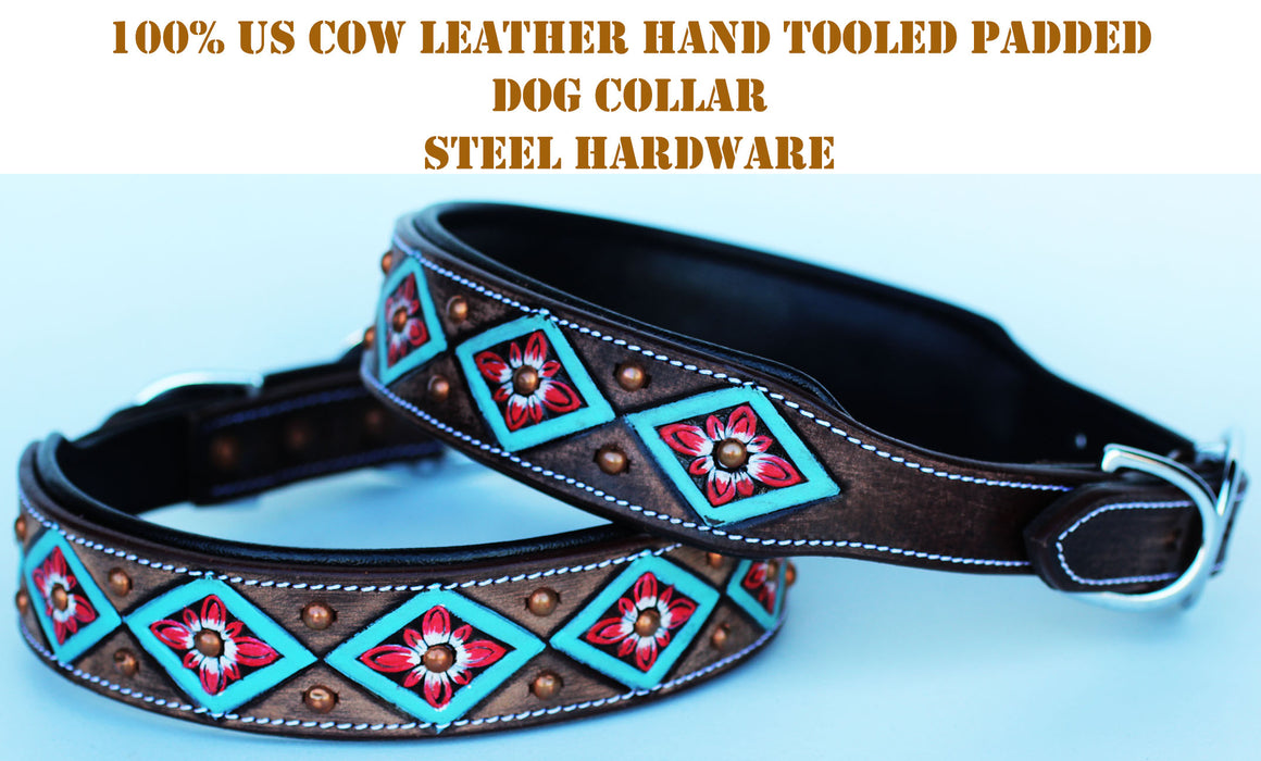 Rhinestone Dog Puppy Collar Crystal Western Cow Leather  6020TR