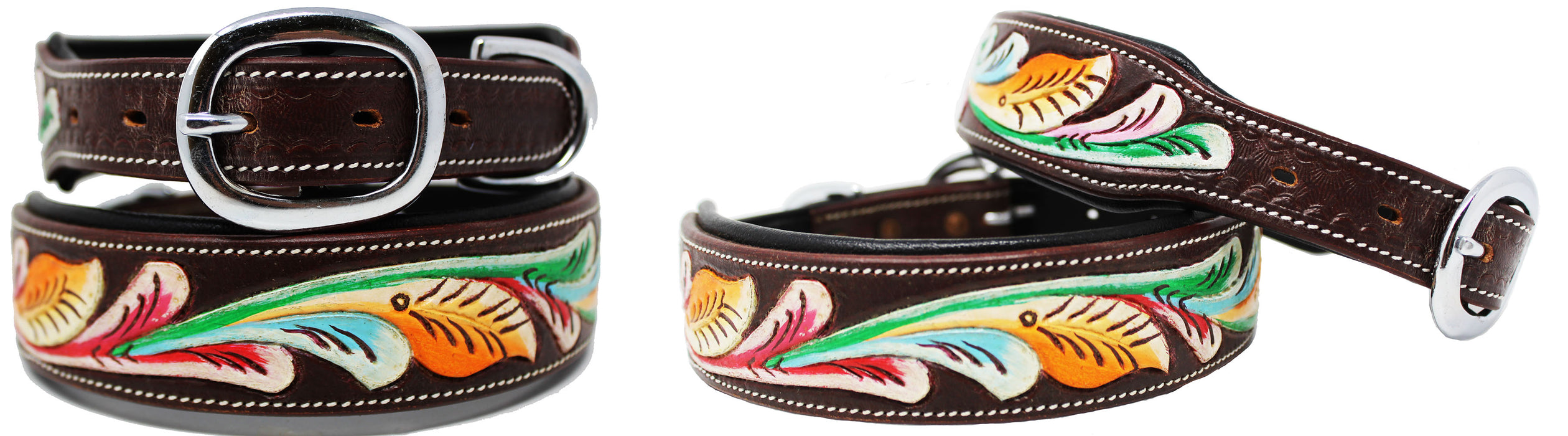 Rhinestone Dog Puppy Collar Crystal Western Cow Leather  6024