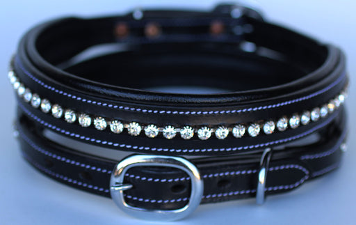 Rhinestone Dog Puppy Collar Crystal Western Cow Leather  6025
