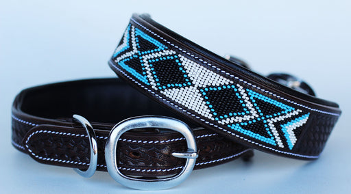 Rhinestone Dog Puppy Collar Beaded Western Cow Leather  6031